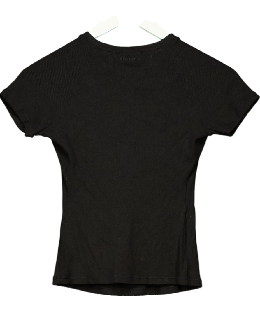 Adanola Black Rib Raglan Short Sleeve Top UK 8