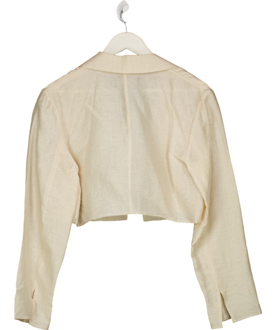 Karen Millen Beige X Lydia Millen Slub Organdie Woven Cropped Jacket UK 12