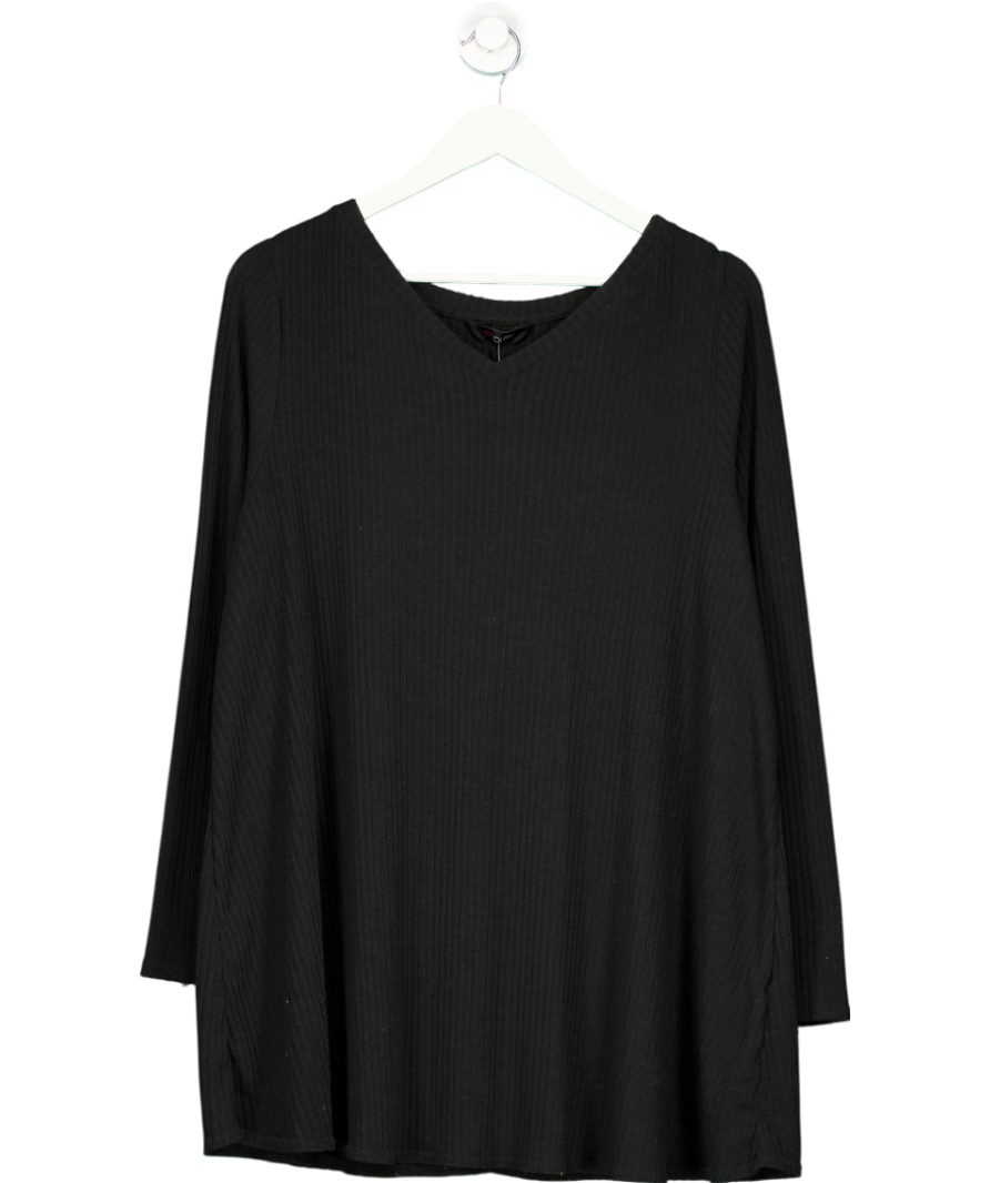 Yours Black V Neck Long Sleeve Top UK 22