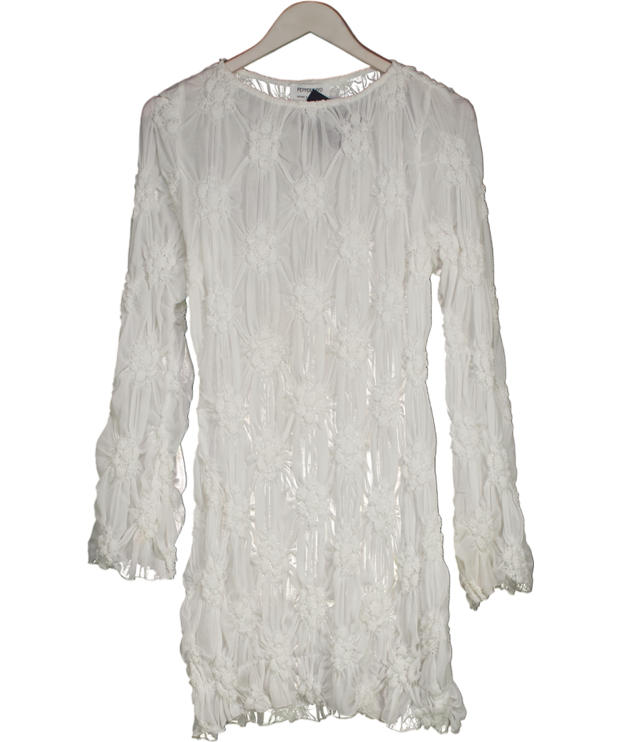 Peppermayo Mia Long Sleeve Dress - Ivory White UK 10