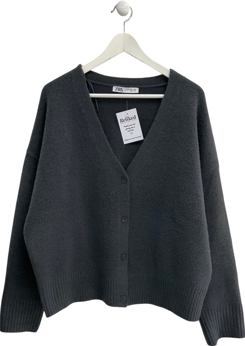 ZARA Grey Relaxed Fit Cardigan UK M