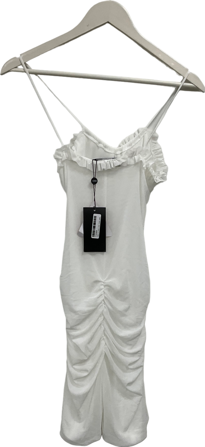 Ego White Frill Mini Dress UK S