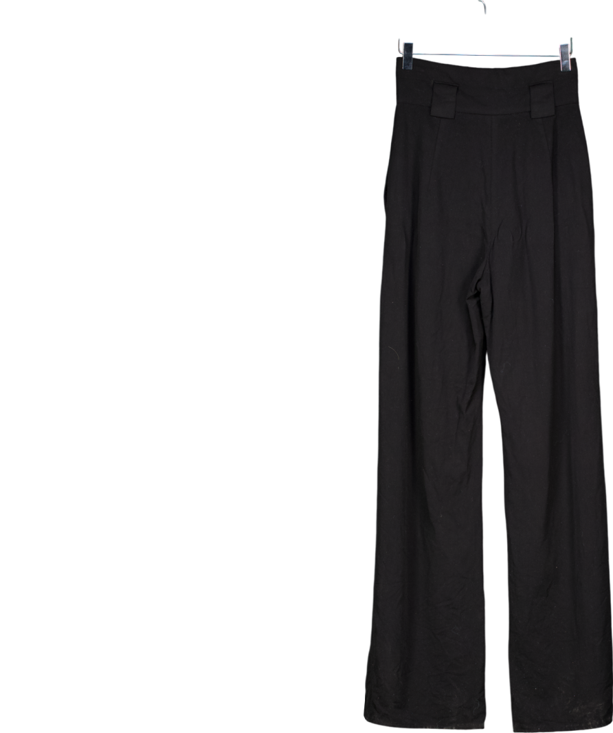 Manuri Black Pleat-detail Two-pocket Palazzo Pants UK S