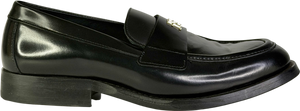 Tommy Hilfiger Black Th Monogram Leather Loafers UK 4 EU 37