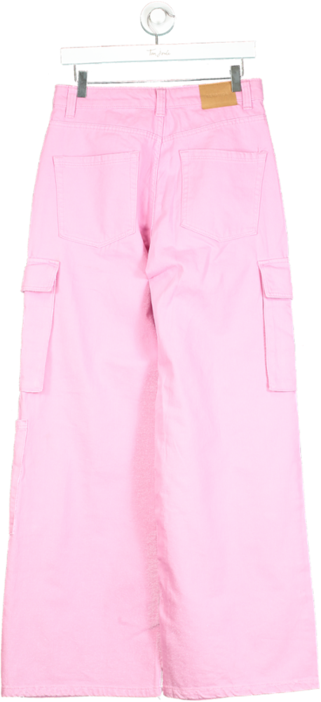 Bershka Pink Cargo Wide Leg Trousers UK 10