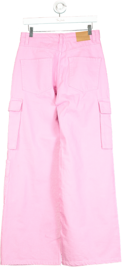 Bershka Pink Cargo Wide Leg Trousers UK 10