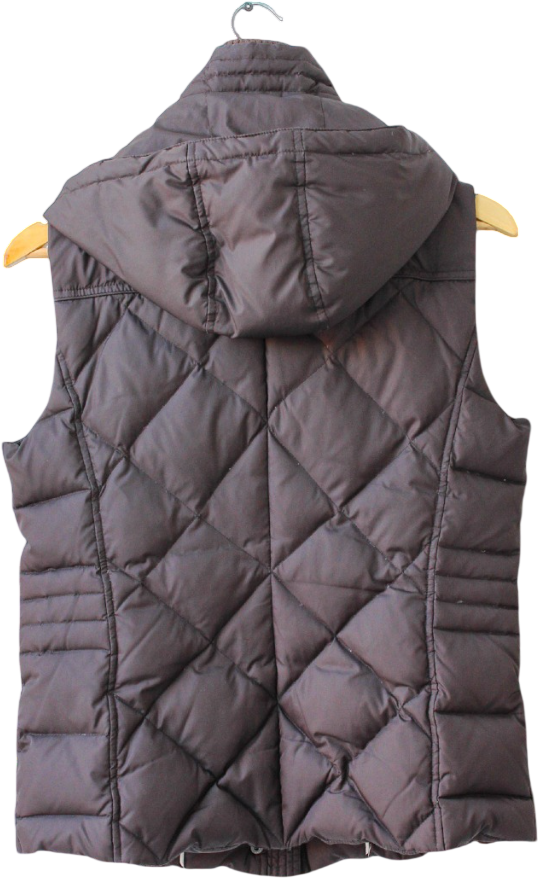 ESPRIT Chocolate Brown Down Filled Hooded Puffer Gilet UK 12