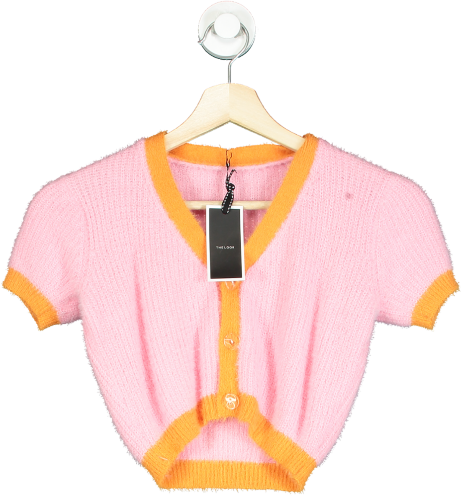 The Look Pink and Orange Short Sleeve Cardigan UK S