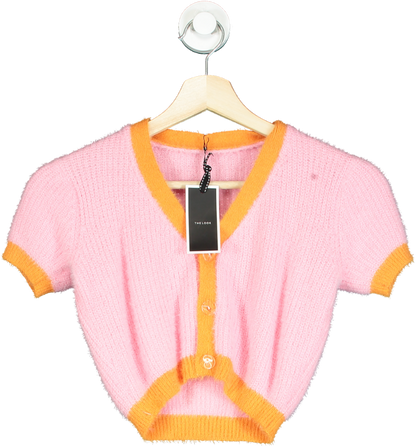 The Look Pink and Orange Short Sleeve Cardigan UK S