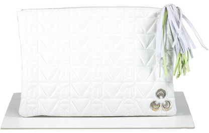 Misela Istanbul White Quilted Clutch Bag With Tassel