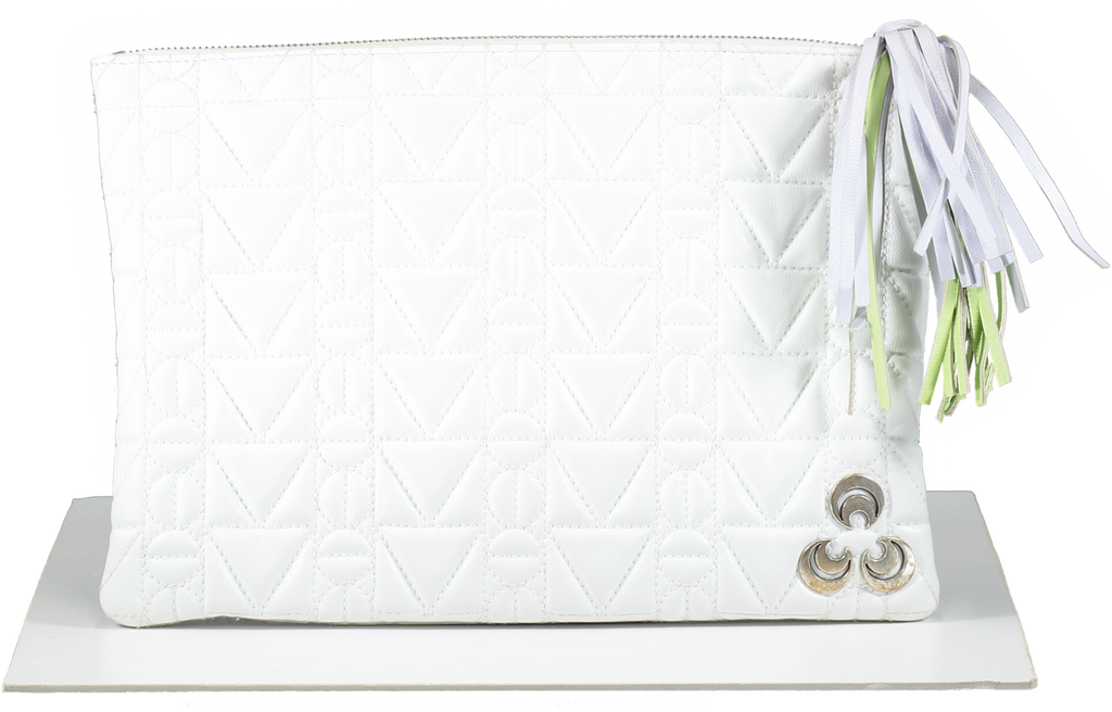 Misela Istanbul White Quilted Clutch Bag With Tassel
