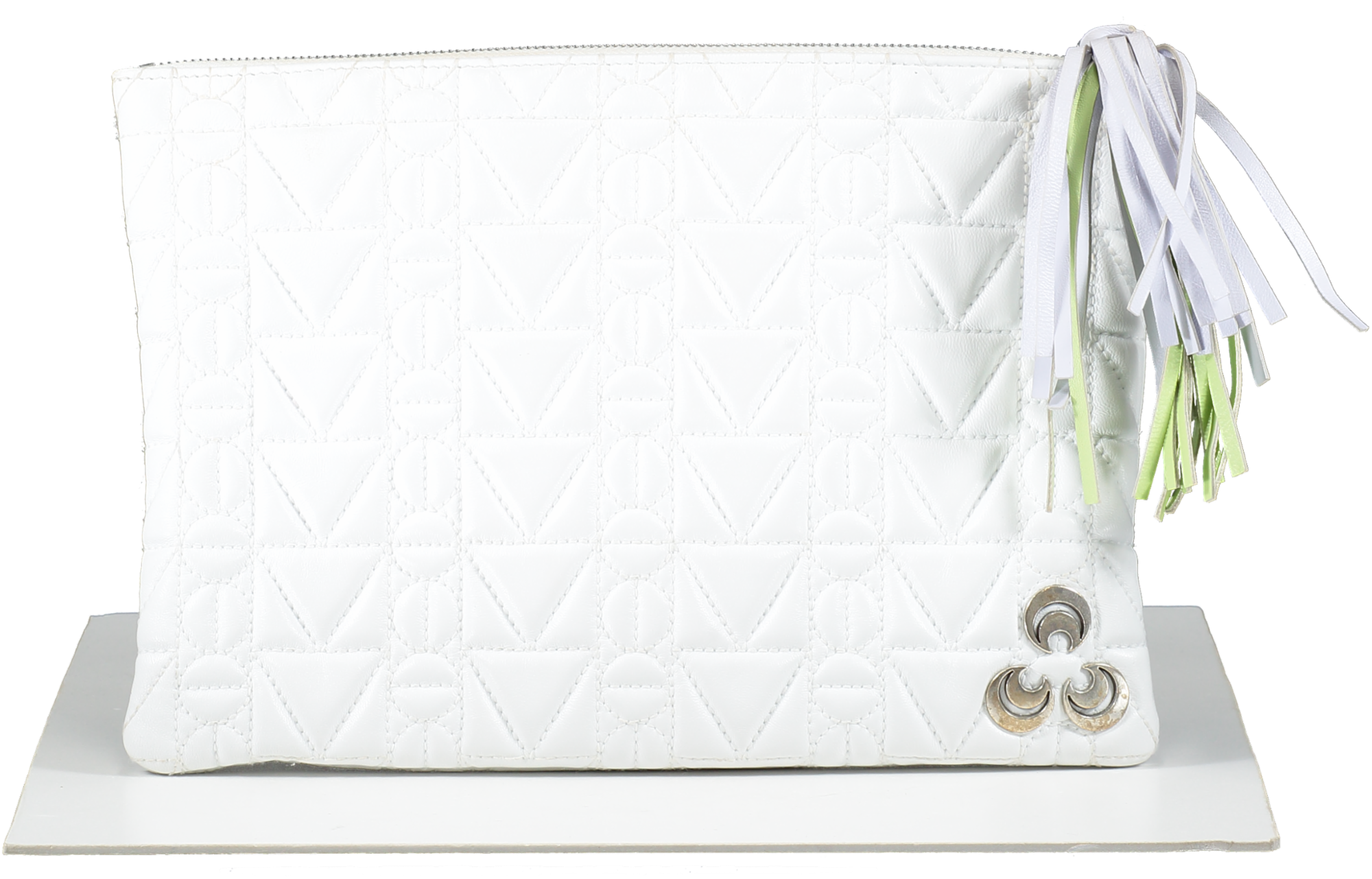 Misela Istanbul White Quilted Clutch Bag With Tassel