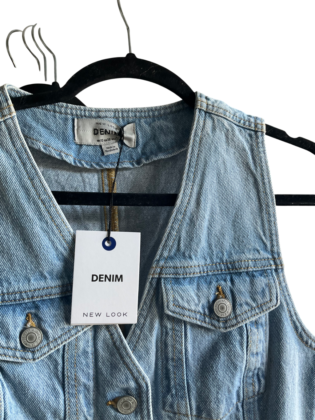 New Look Blue Denim Waist Coat UK 10
