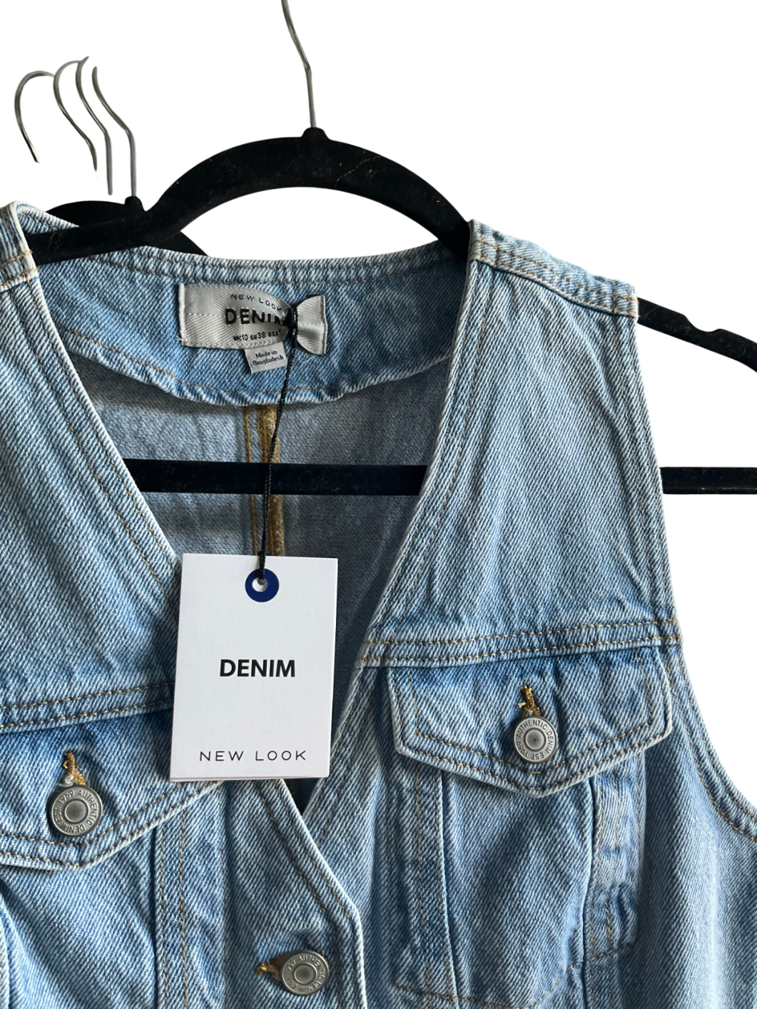 New Look Blue Denim Waist Coat UK 10