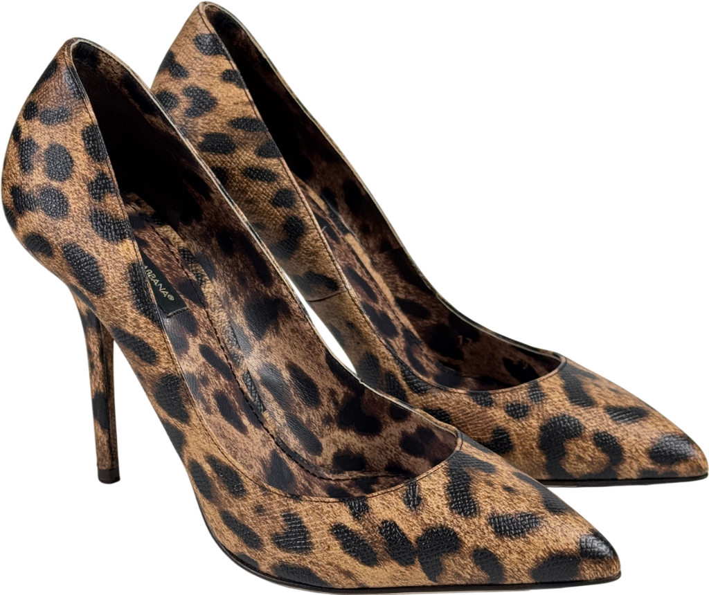 DOLCE & GABBANA Brown Leopard-print Heeled Pumps UK 6 EU 39 👠