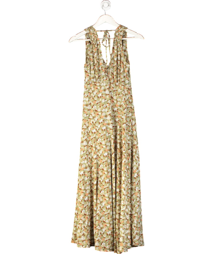 Emory Park Green Ditsy Floral Deep V Midi Dress UK M