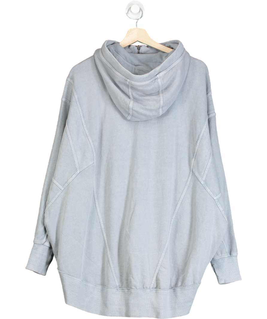 Free People Grey Seam Detail Oversized Zip Hoodie UK XS