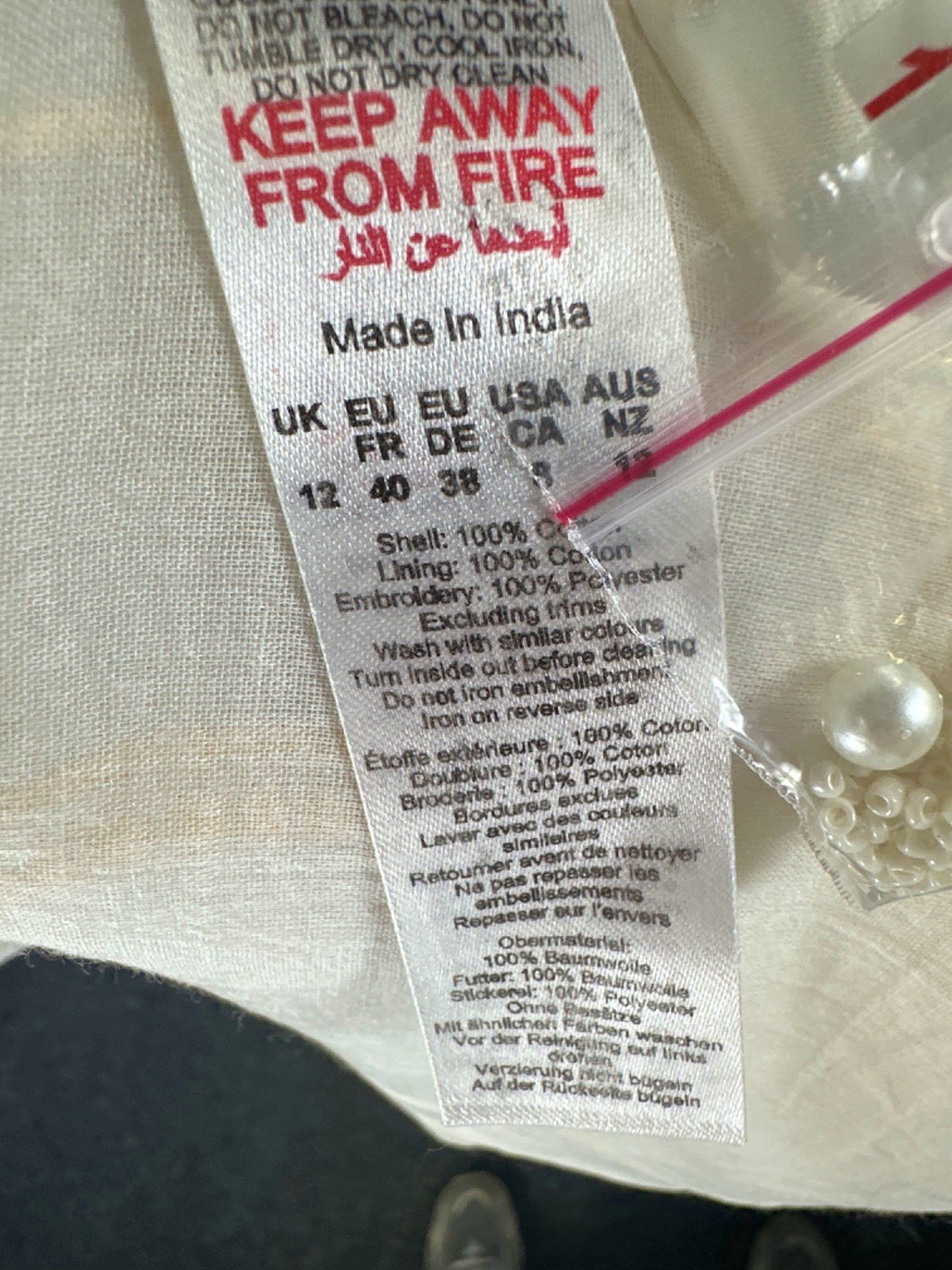 Karen Millen Ivory Cutwork Organdie V Neck Woven Midi Dress UK 12