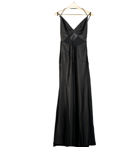 Shona Joy Black Satin Mesh Detail Maxi Dress UK 10