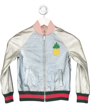 GUCCI Blue Metallic Bomber Jacket 8 Years