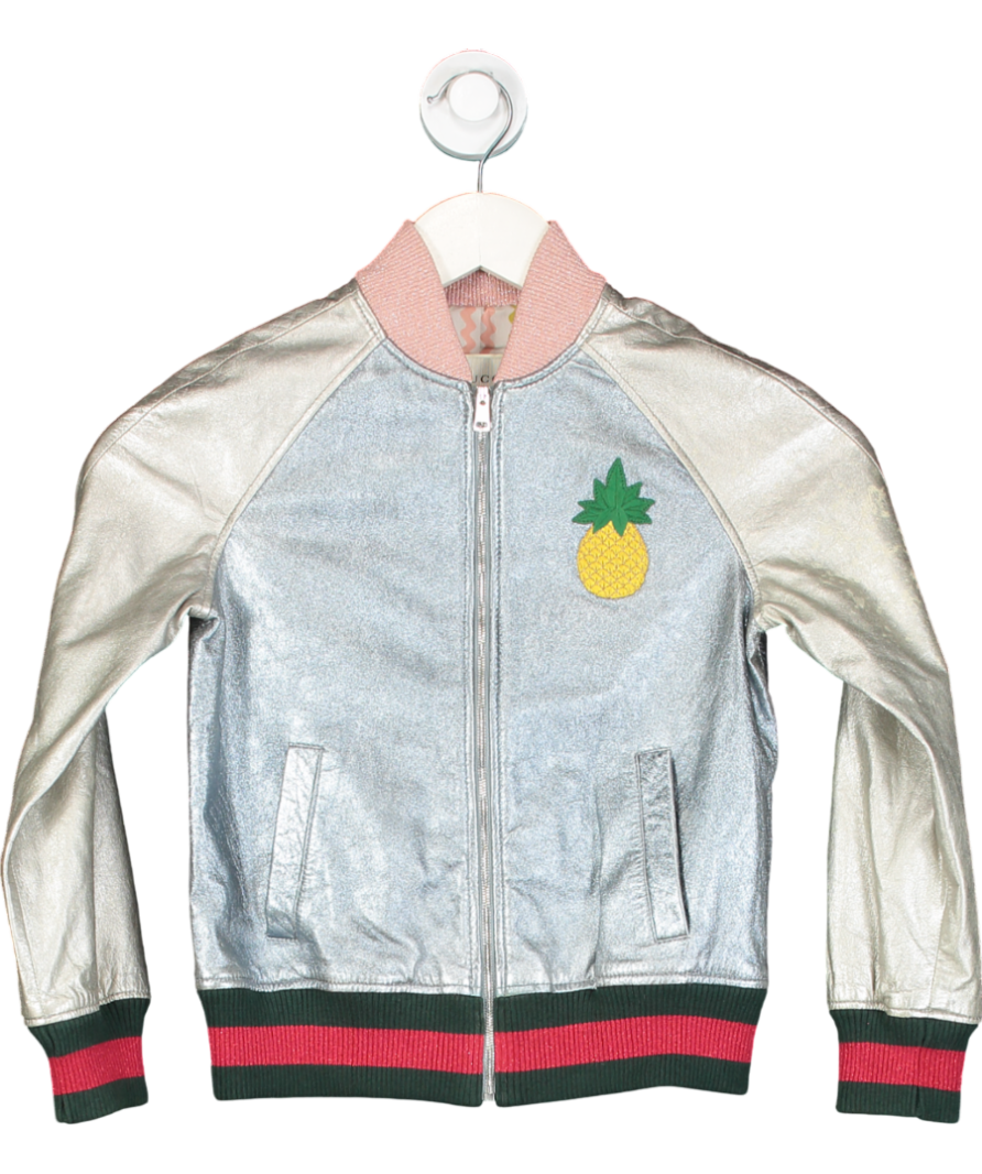 GUCCI Blue Metallic Bomber Jacket 8 Years