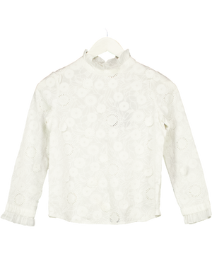 Bonpoint White Cotton Floral Embroidered Top 10 Years