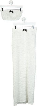 HALDEN White Floral Embossed Crop Top and Skirt Set UK XS