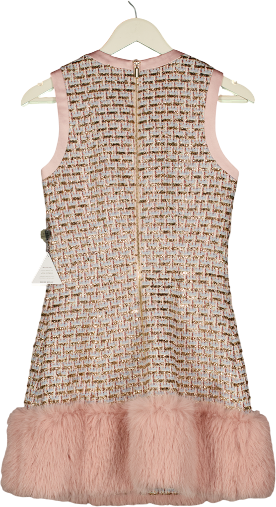 NADINE MERABI Pink Pinkcl Sparkle Tweed Gabi Dress UK 6