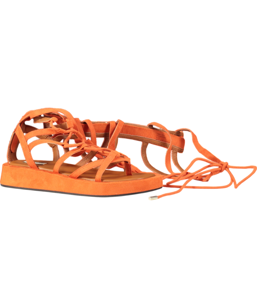 River Island Latina Orange Tie Up The Leg Sandal UK 8