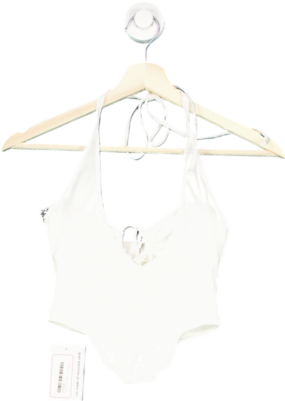 White Fox White Halter Neck One-Piece Swimsuit XS