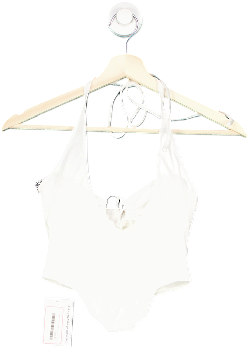 White Fox White Halter Neck One-Piece Swimsuit XS