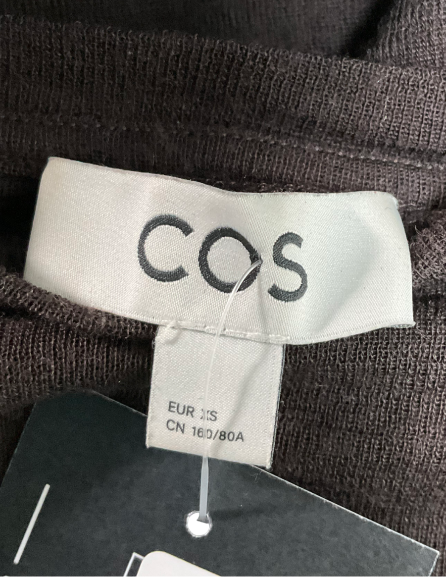 cos Brown Crew Neck Merino Wool Top UK XS