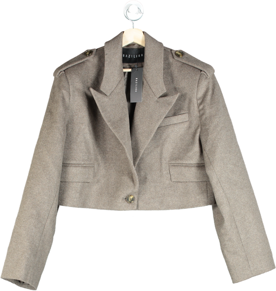 Bazilika Brown Cropped Wool Blazer UK ONESIZE