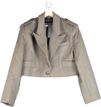 Bazilika Brown Cropped Wool Blazer UK ONESIZE