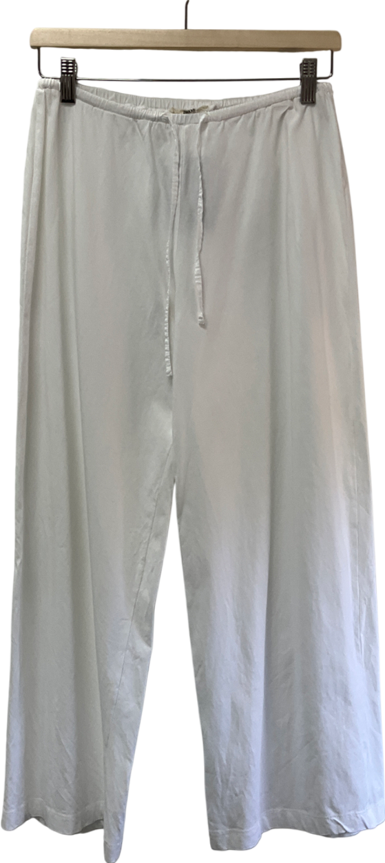 ZARA White Linen Blend Trousers UK M