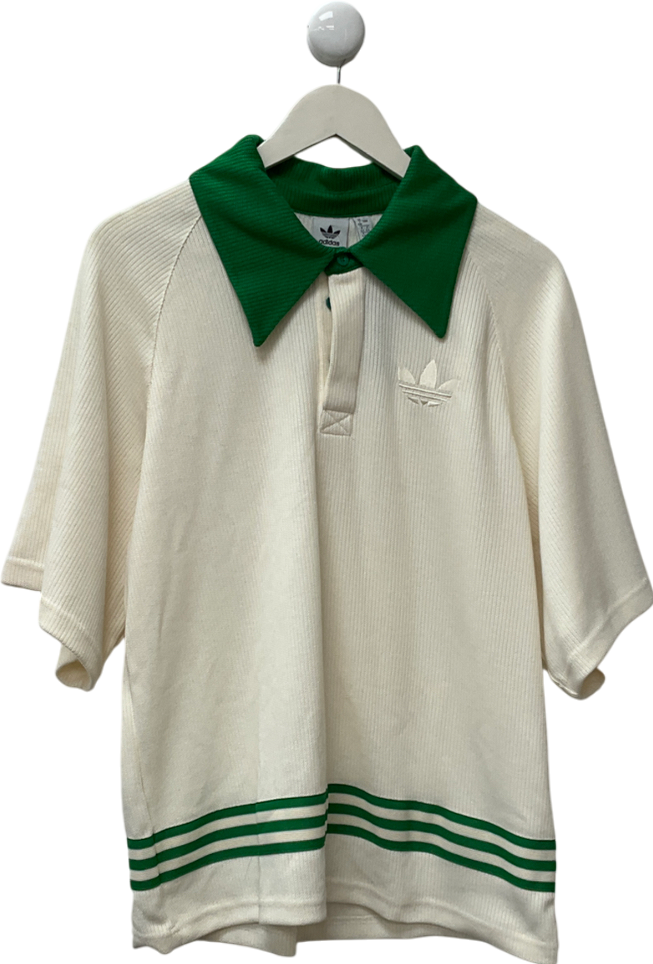 adidas White Adicolor 70s' Unisex Knitted Polo Top UK 16