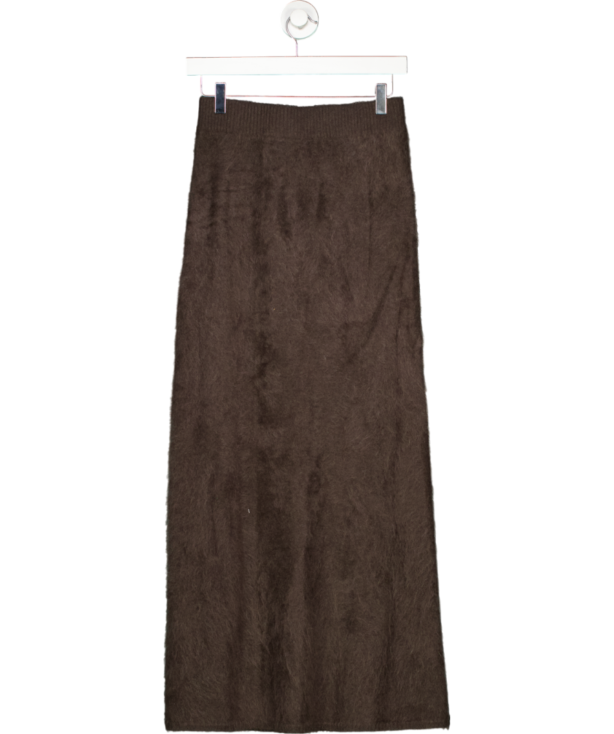 almada label Brown Umi Brushed Cashmere Skirt UK S