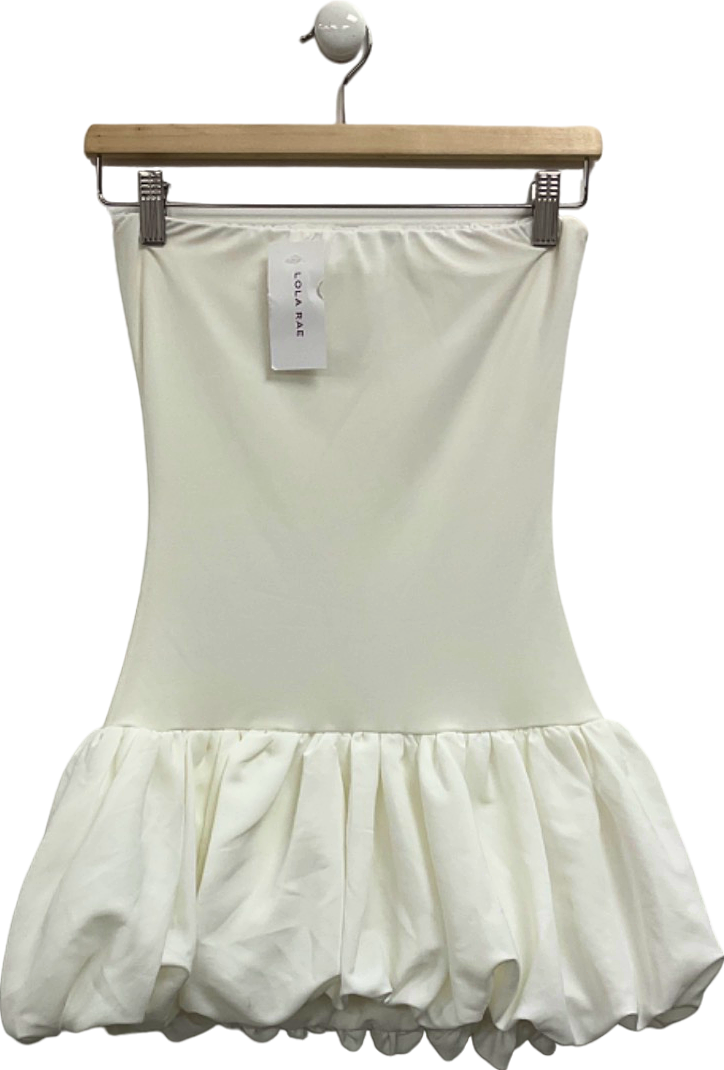 Lola Rae White Strapless Ruffle Dress UK S/M