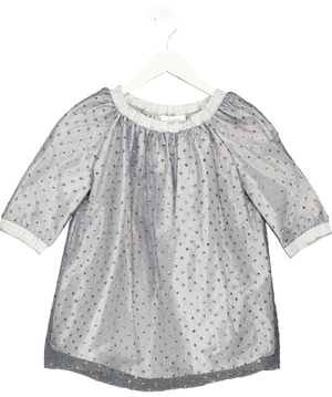 Bonpoint Grey Floral Sequin Embellished Dress 6 Years