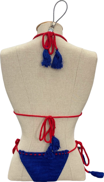 Wolfe Bay Red and Blue Crochet Bikini Set One Size