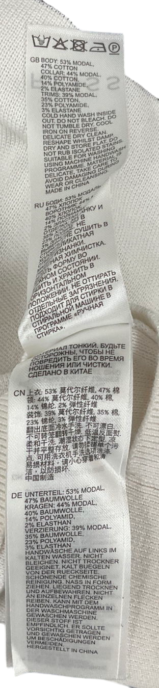 REISS White Slim Fit Half Zip Colourblock Polo Shirt UK S