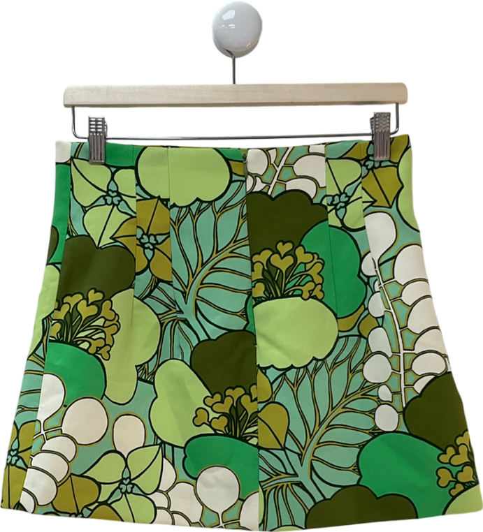 ZARA Retro Green Floral Mini Skirt UK M