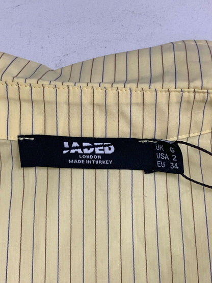 Jaded London Yellow Striped Cropped Shirt UK 6