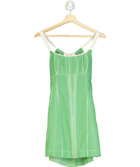 Free People Green Striped Tie-back Mini Dress UK S