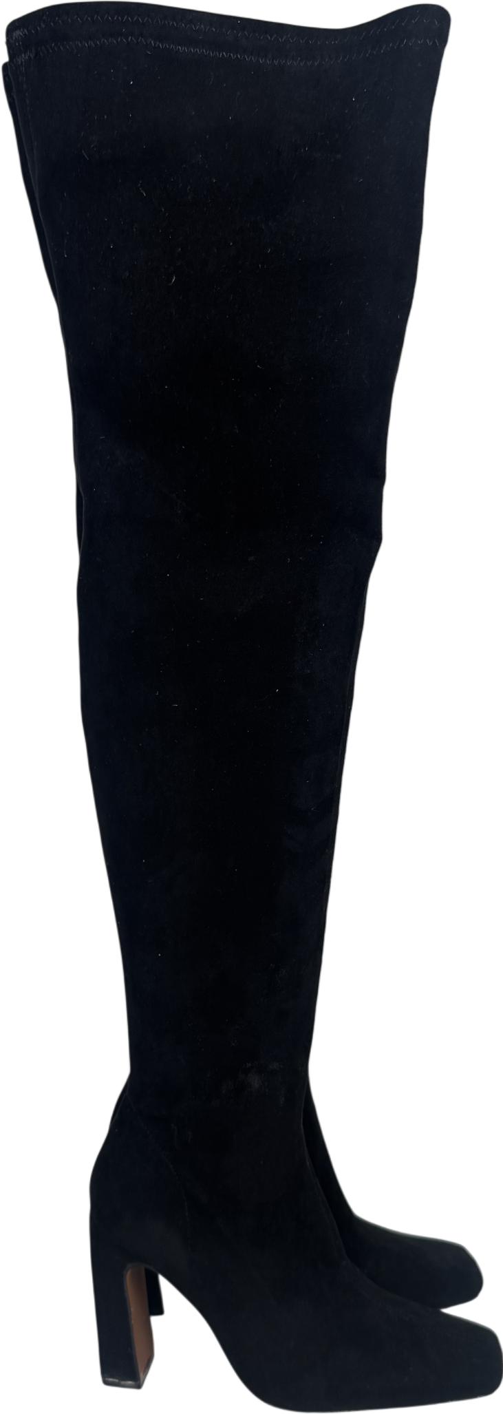 River Island Black Thigh High Stretch Heeled Boots UK 3 EU 36 👠