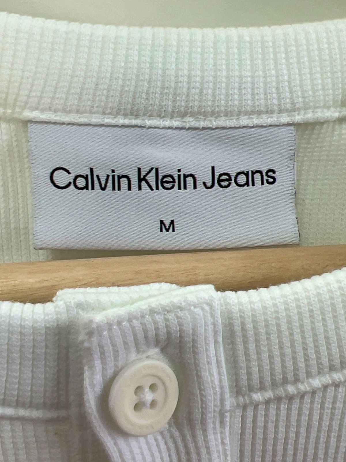 Calvin Klein Jeans White Long Sleeve Henley Top M