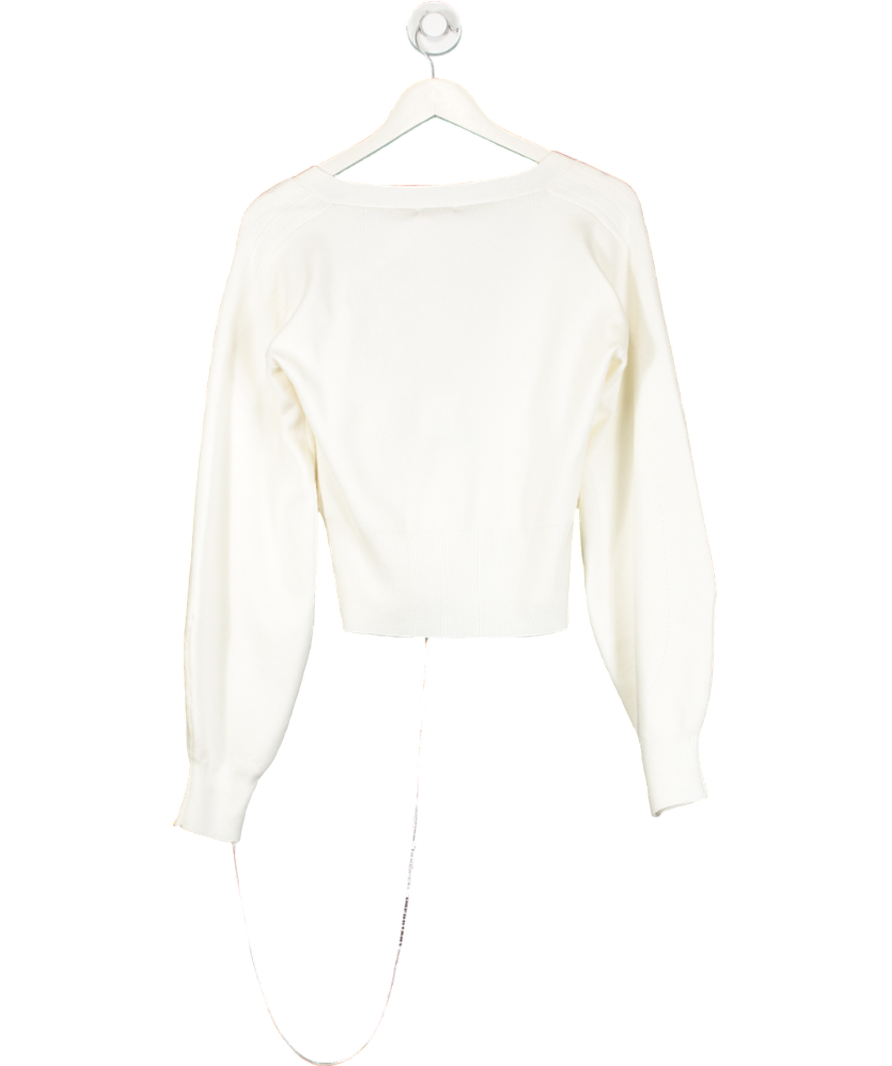 House of CB White Rowan Wool Balloon Sleeve Wrap Cardigan UK S