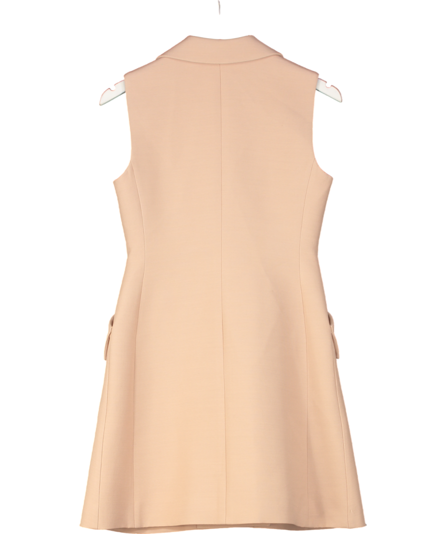 Christian Dior Nude Wool/silk Short Sleeveless Blazer Dress UK 8