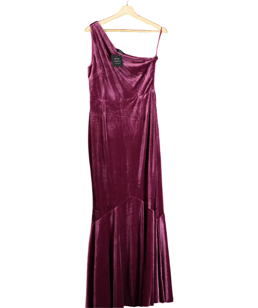 John Lewis Purple Velvet Asymmetric Fishtail Hem Dress UK 12