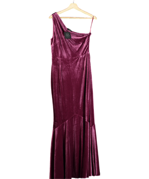 John Lewis Purple Velvet Asymmetric Fishtail Hem Dress UK 12